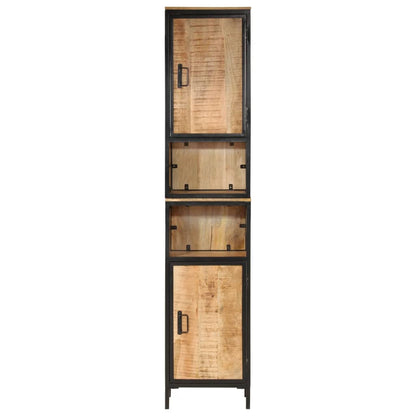 vidaXL Bathroom Cabinet 40x27x180 cm Iron and Solid Wood Mango 3