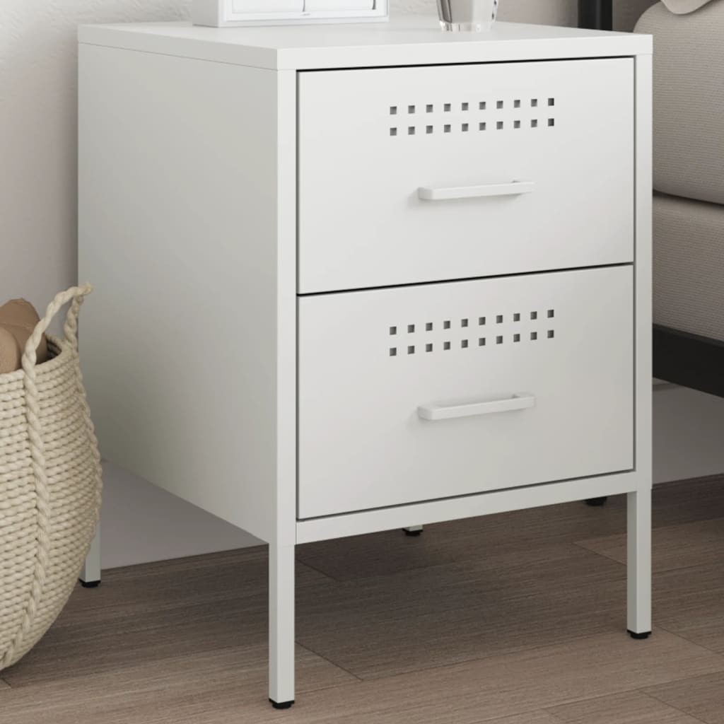 Bedside Cabinet 36x39x50,5 cm Steel White 1