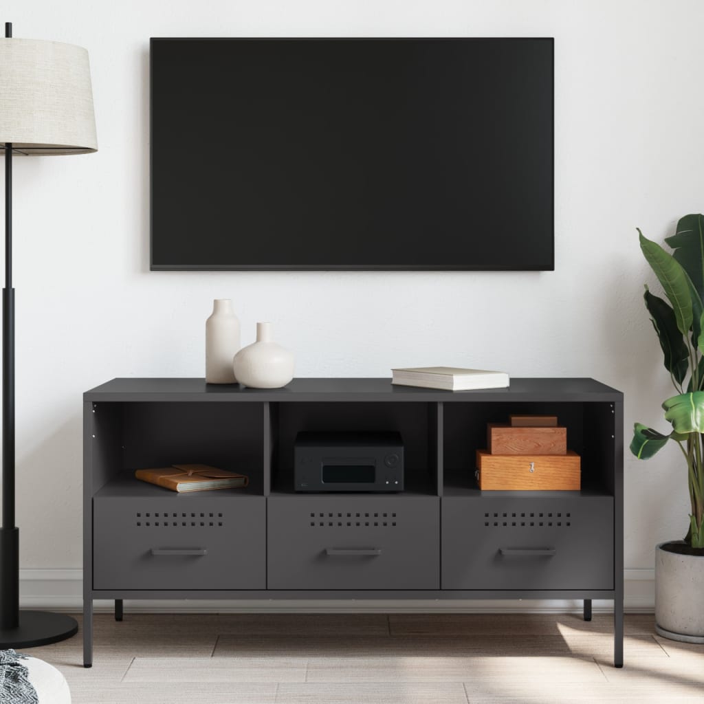 TV Cabinet 100,5x39x50,5 cm Steel Black