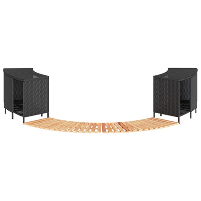 vidaXL Hot Tub Surround Black Poly Rattan and Solid Wood Acacia 1