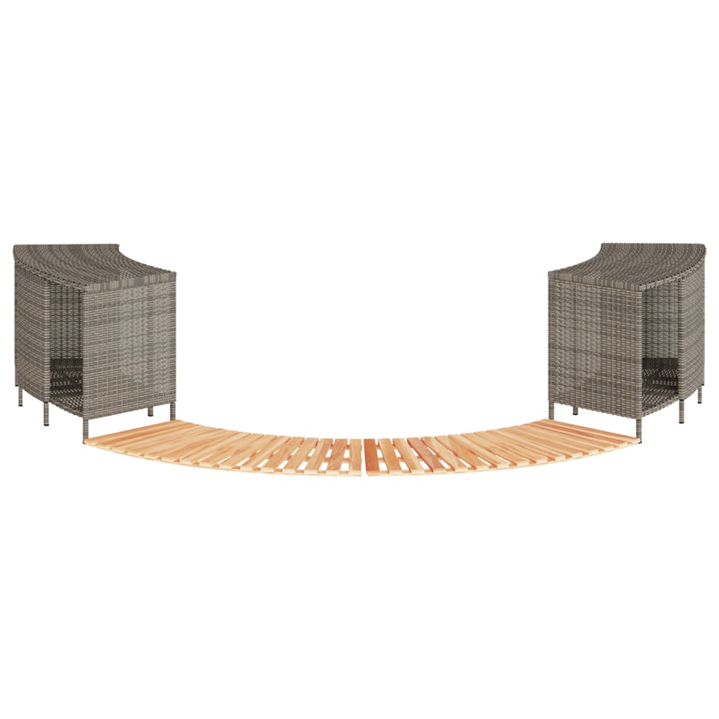 vidaXL Hot Tub Surround Grey Poly Rattan and Solid Wood Acacia 1