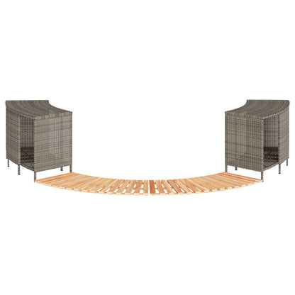 vidaXL Hot Tub Surround Grey Poly Rattan and Solid Wood Acacia 1
