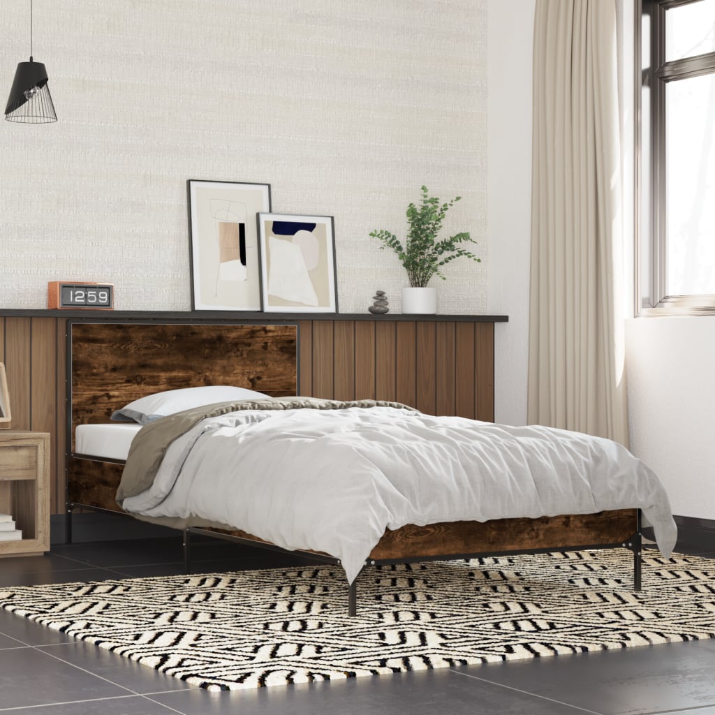Bed Frame without Mattress Smoked Oak 75 x 190 cm
