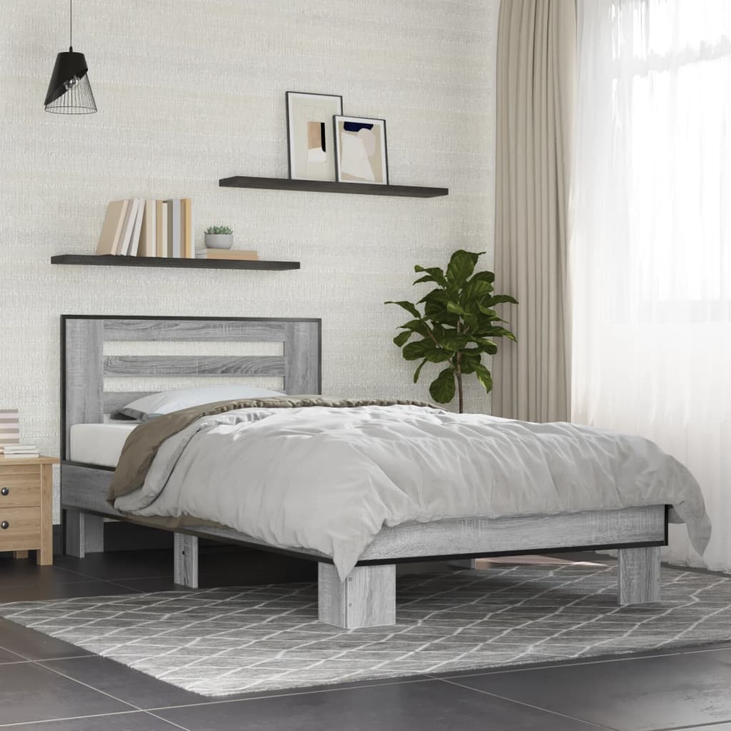 Bed Frame without Mattress Length 190 cm Grey sonoma 75 cm