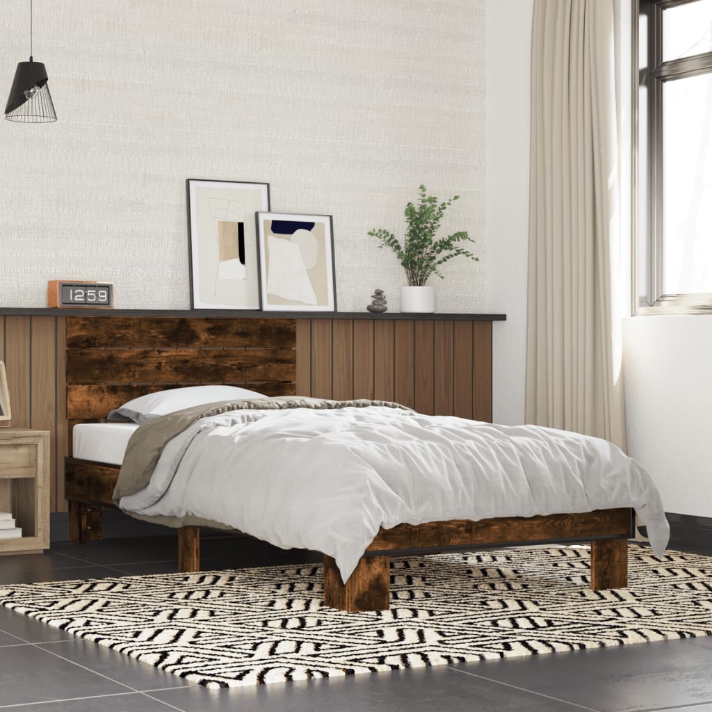 Bed Frame without Mattress 90x200 cm Smoked oak