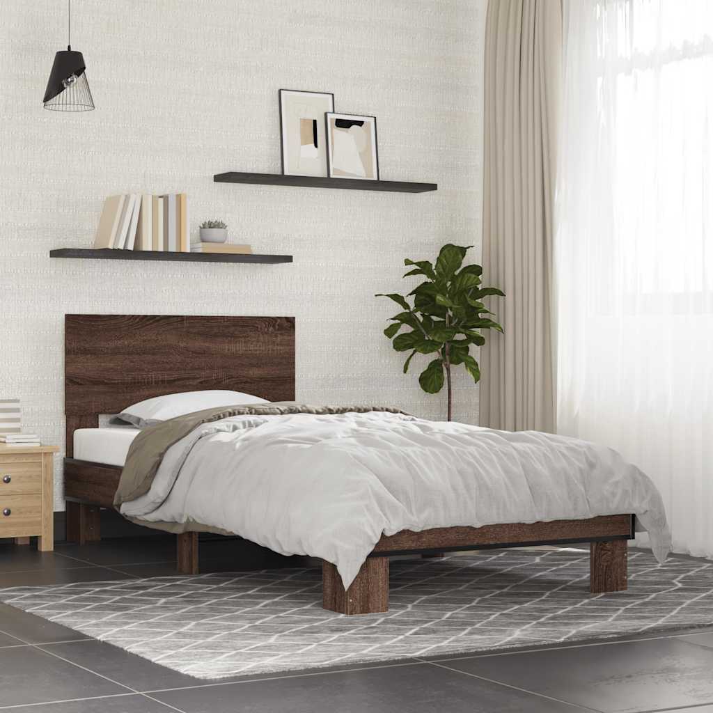 Bed Frame without Mattress Length 200 cm Brown oak 90 cm