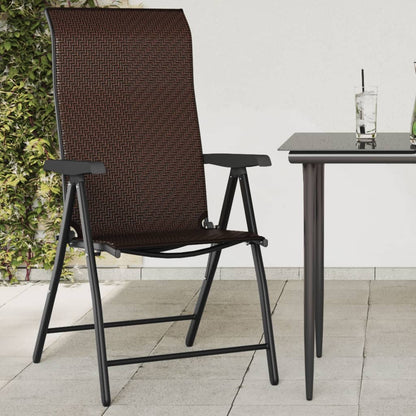 vidaXL Folding Chairs 4 pcs Brown Poly Rattan 1