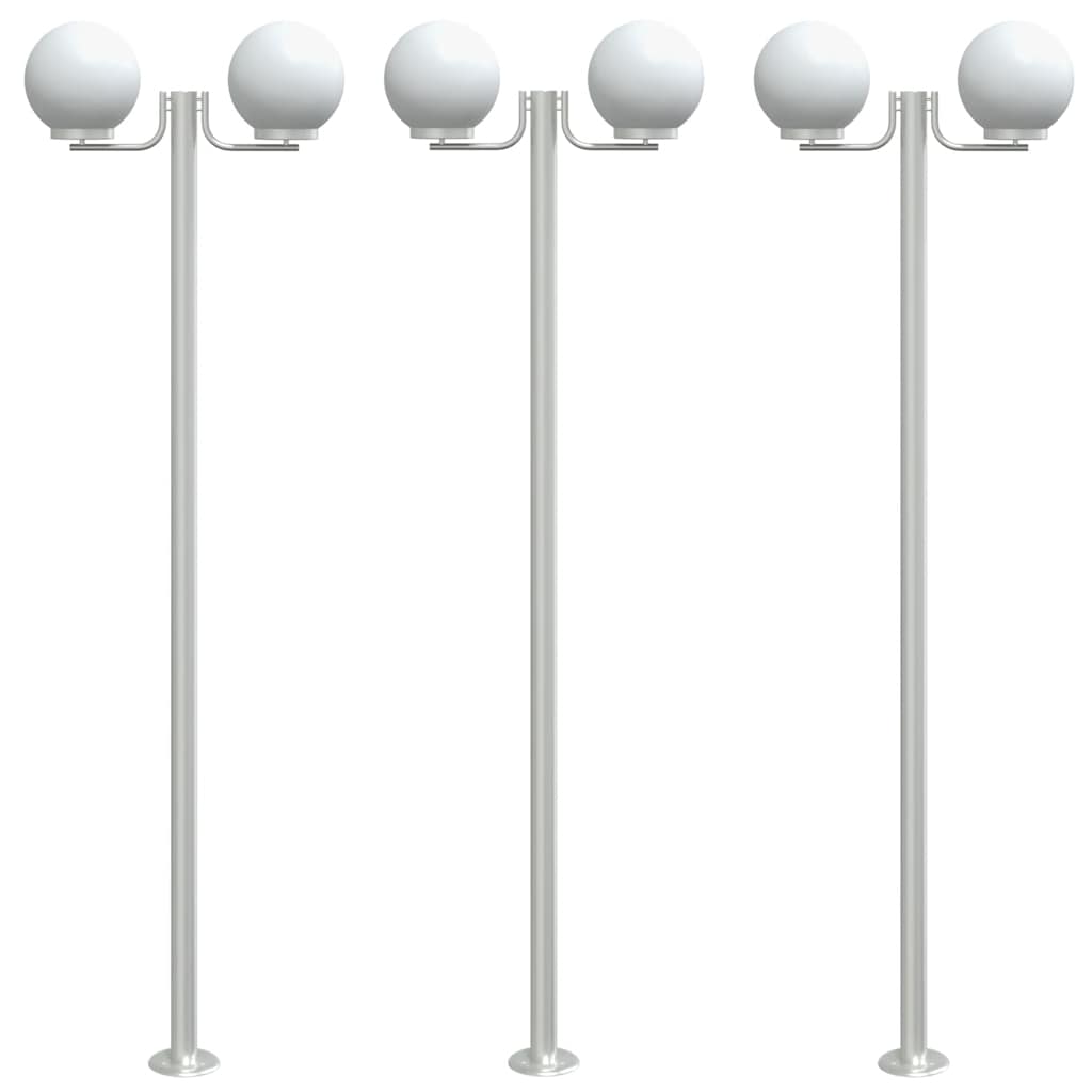 vidaXL Outdoor Floor Lamps 3pcs Silver 215 cm Stainless Steel 2