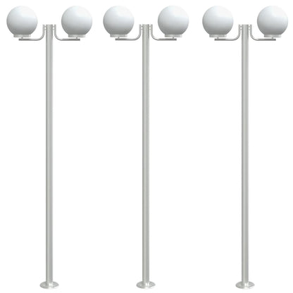 vidaXL Outdoor Floor Lamps 3pcs Silver 215 cm Stainless Steel 2