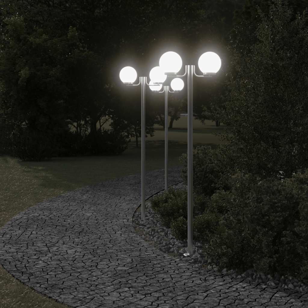 vidaXL Outdoor Floor Lamps 3pcs Silver 215 cm Stainless Steel 3
