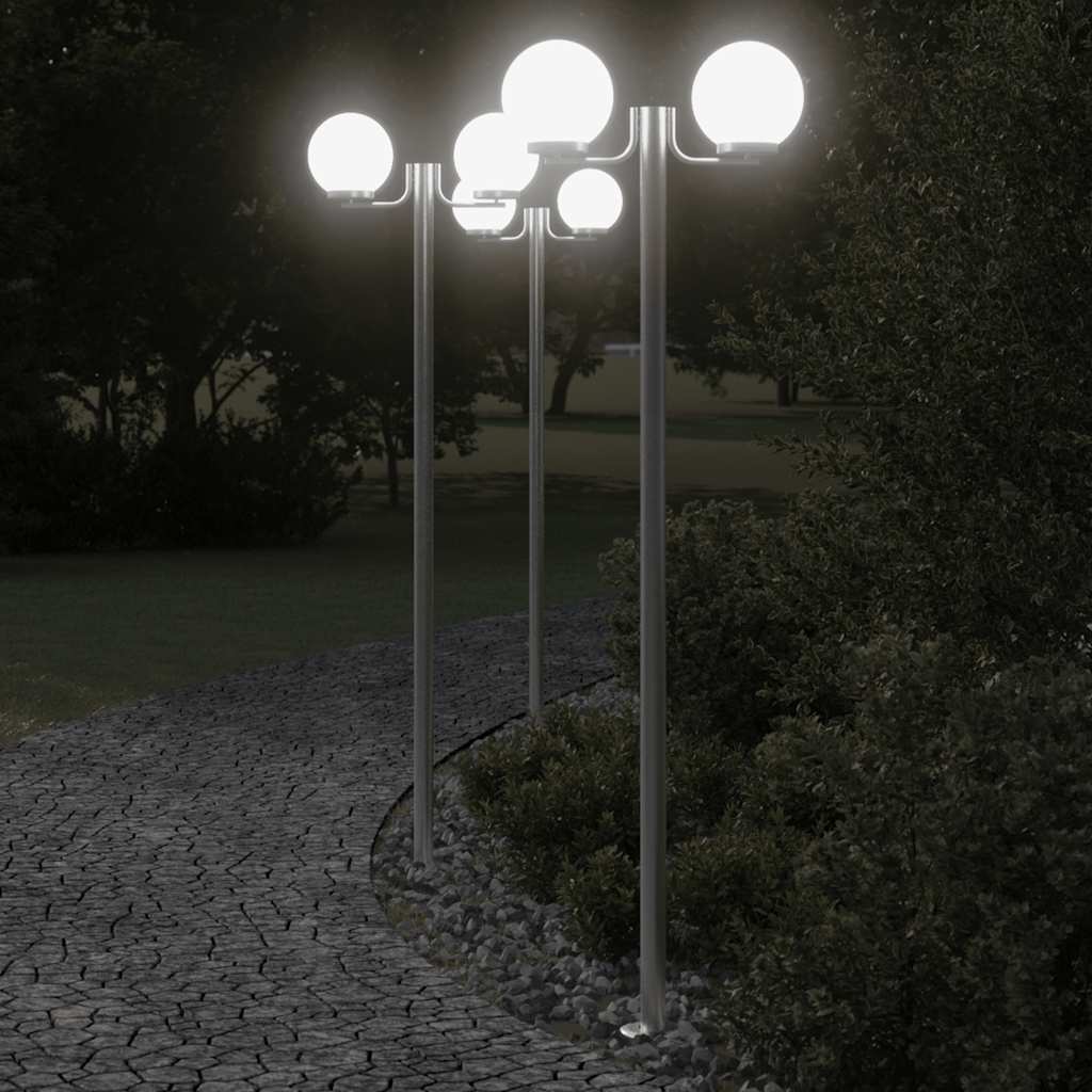 vidaXL Outdoor Floor Lamps 3pcs Silver 215 cm Stainless Steel 1