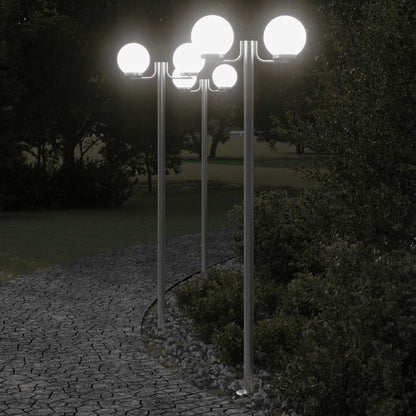 vidaXL Outdoor Floor Lamps 3pcs Silver 215 cm Stainless Steel 1