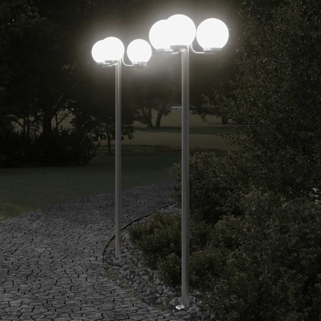 vidaXL Outdoor Floor Lamps 2 pcs Silver 215 cm Stainless Steel 3