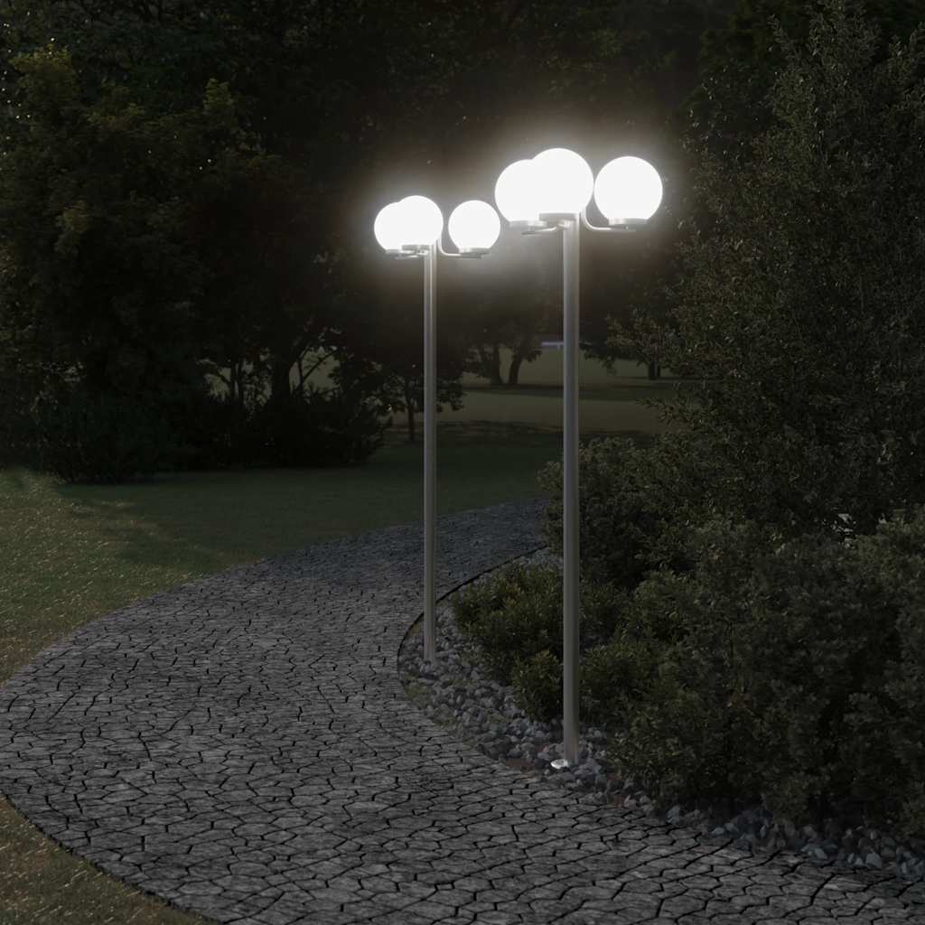 vidaXL Outdoor Floor Lamps 2 pcs Silver 215 cm Stainless Steel 1