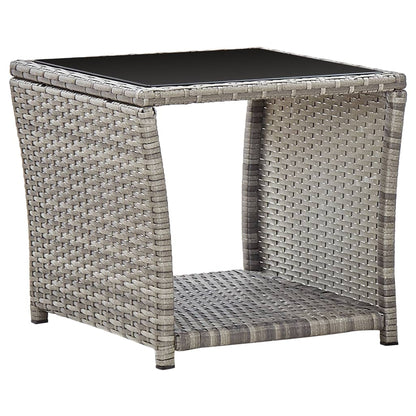 vidaXL 3 Piece Garden Dining Set with Cushions Grey Poly Rattan 3