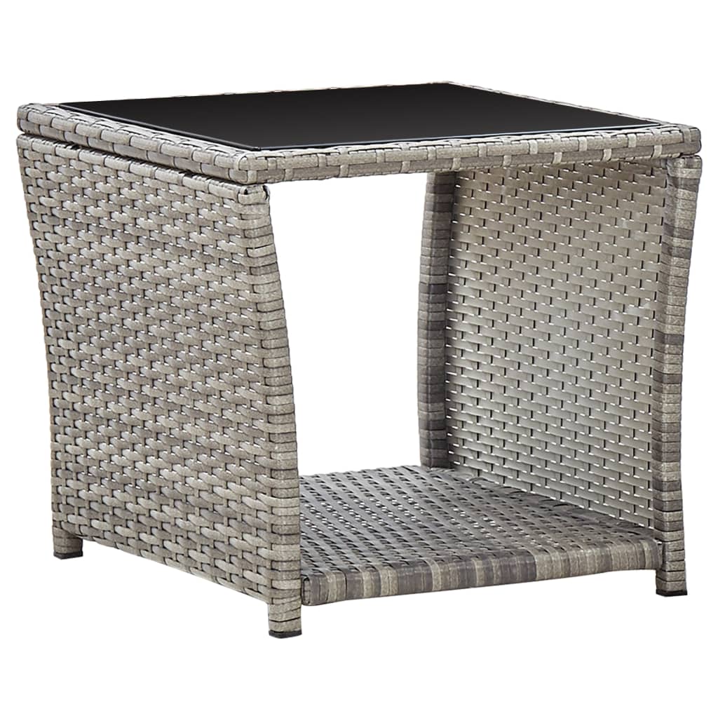 vidaXL 3 Piece Garden Dining Set with Cushions Grey Poly Rattan 3