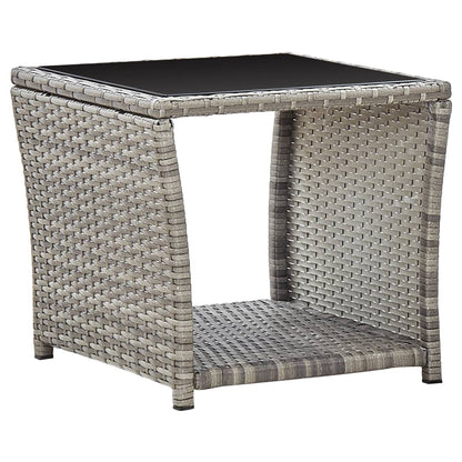 vidaXL 3 Piece Garden Dining Set with Cushions Grey Poly Rattan 3