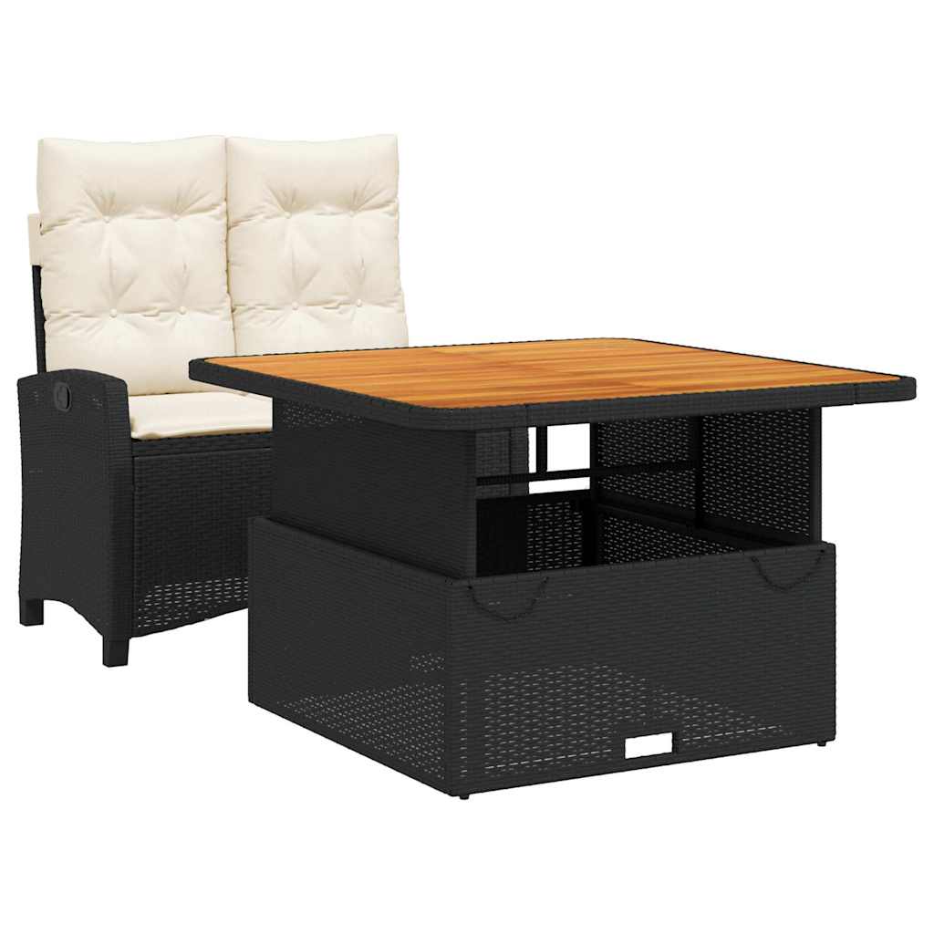vidaXL 2 Piece Garden Dining Set with Cushions Black Poly Rattan 2