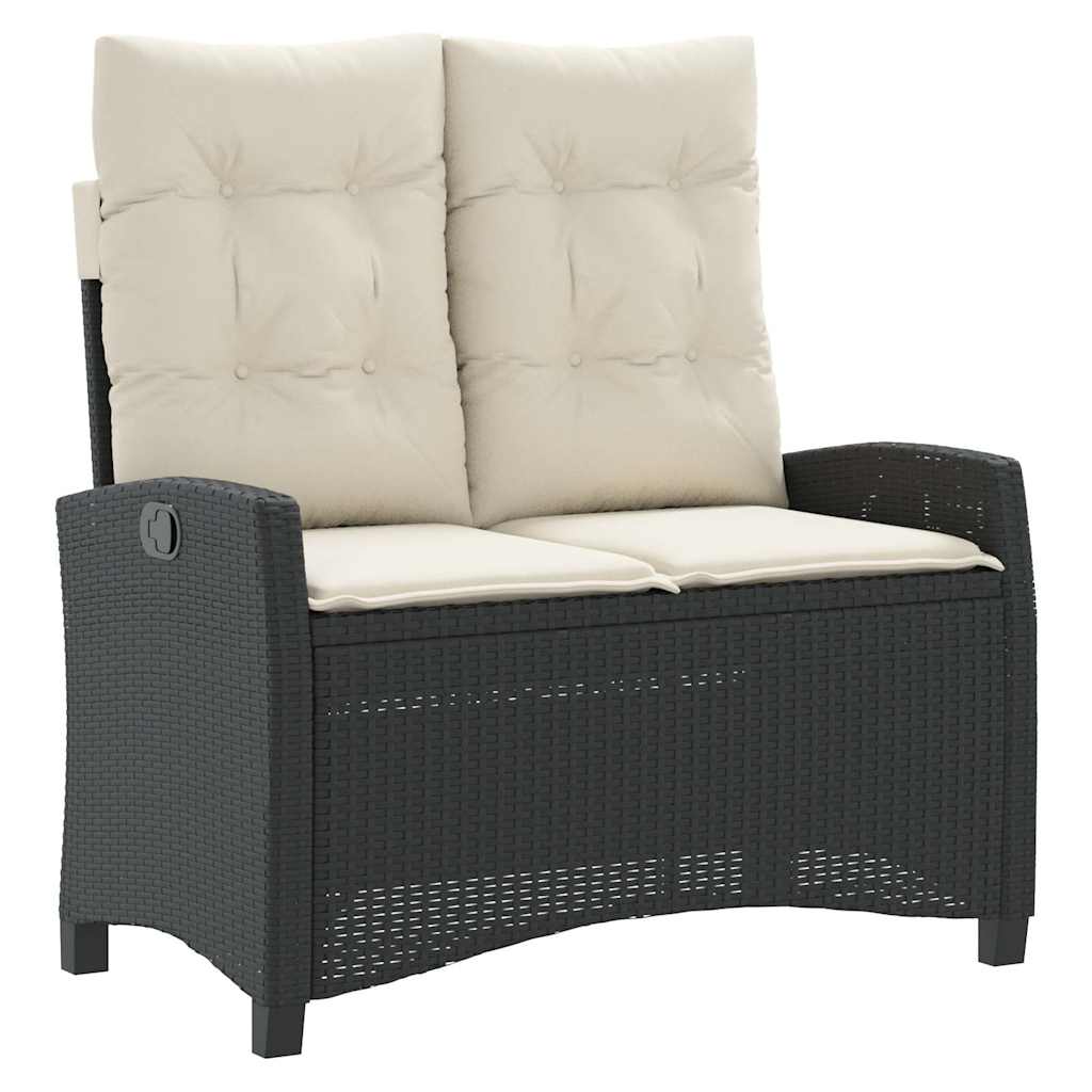 vidaXL 2 Piece Garden Dining Set with Cushions Black Poly Rattan 3