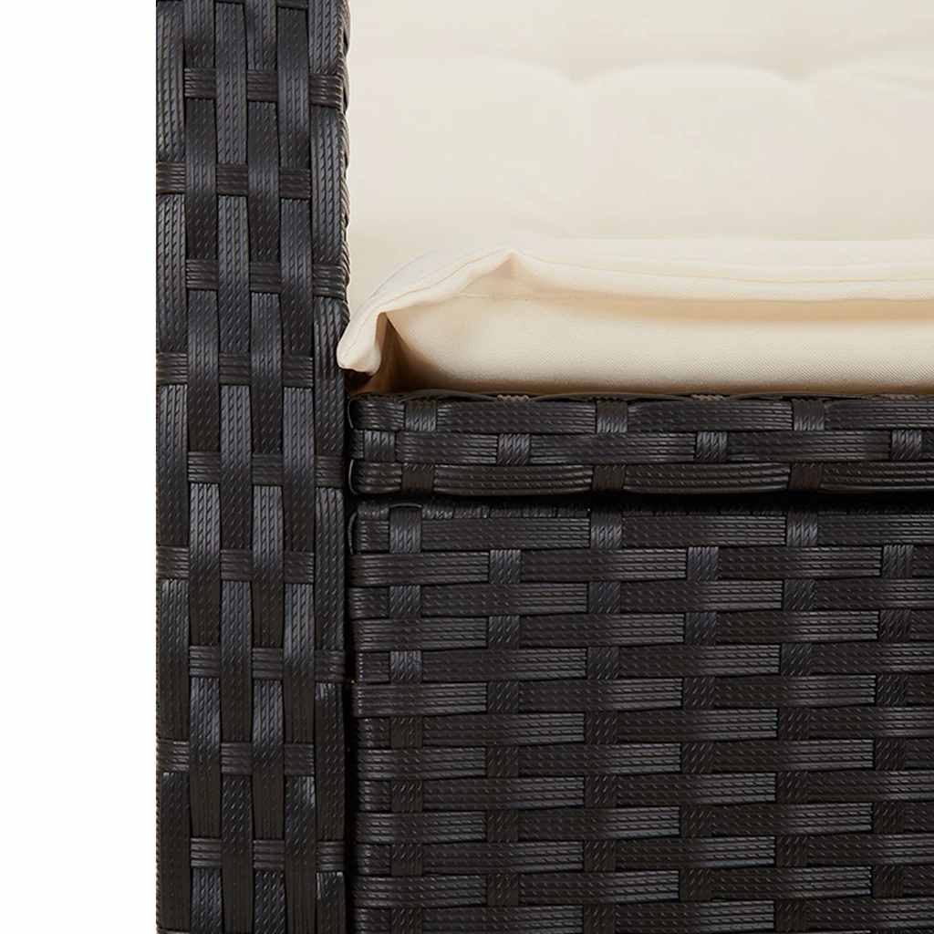 vidaXL 2 Piece Garden Dining Set with Cushions Black Poly Rattan 6