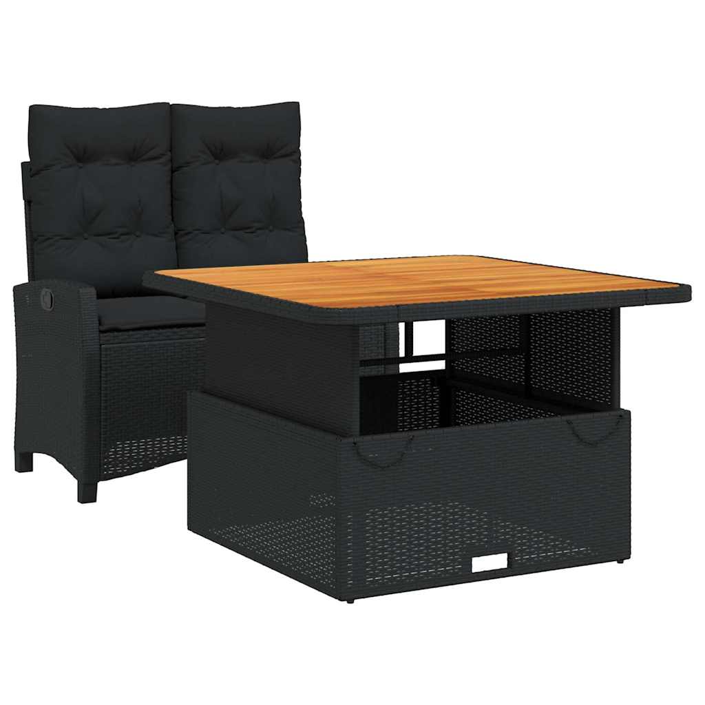 vidaXL 2 Piece Garden Dining Set with Cushions Black Poly Rattan 2