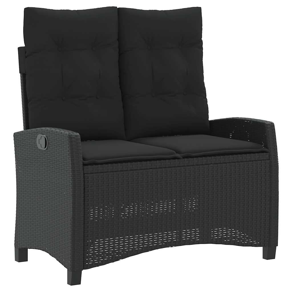 vidaXL 2 Piece Garden Dining Set with Cushions Black Poly Rattan 3