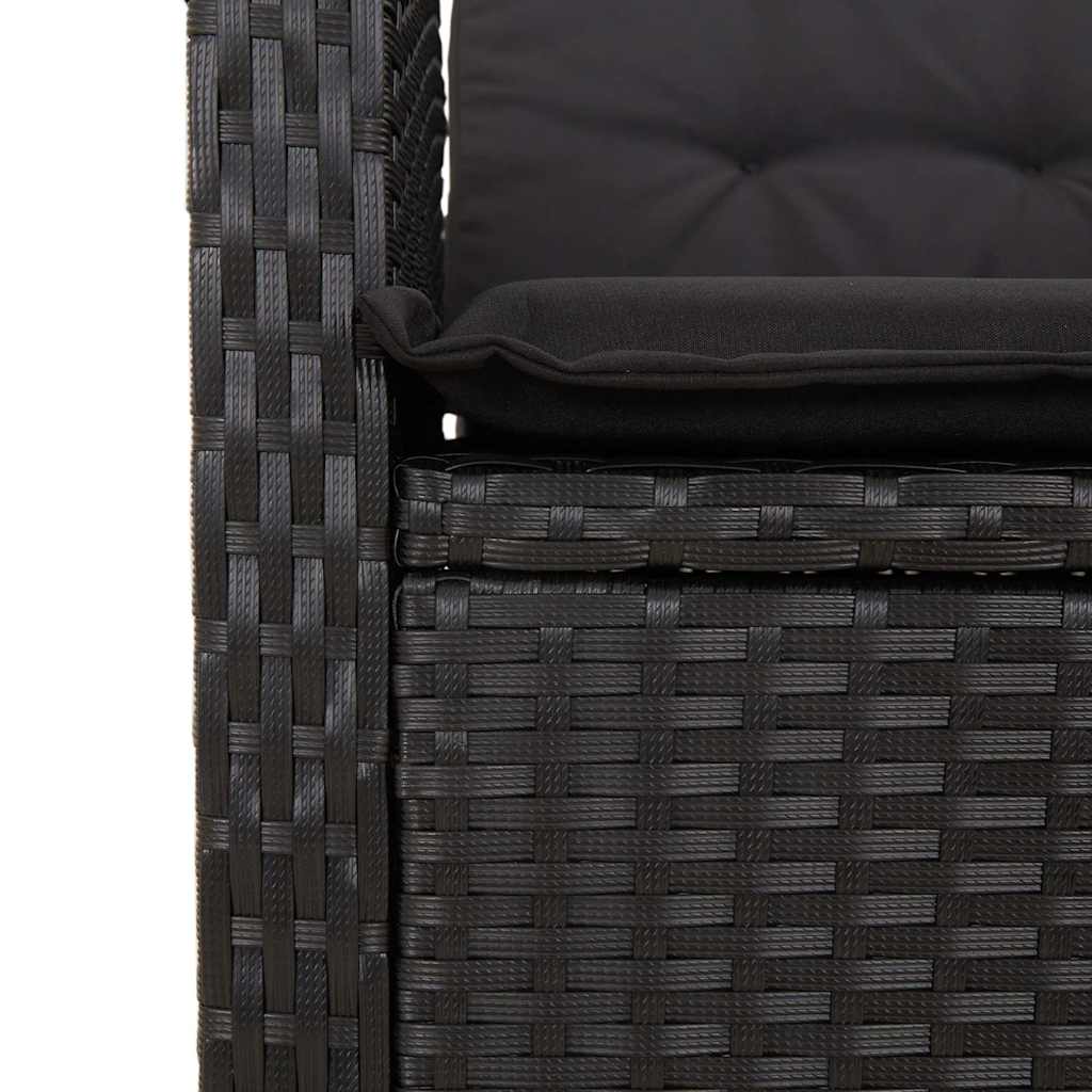 vidaXL 2 Piece Garden Dining Set with Cushions Black Poly Rattan 5