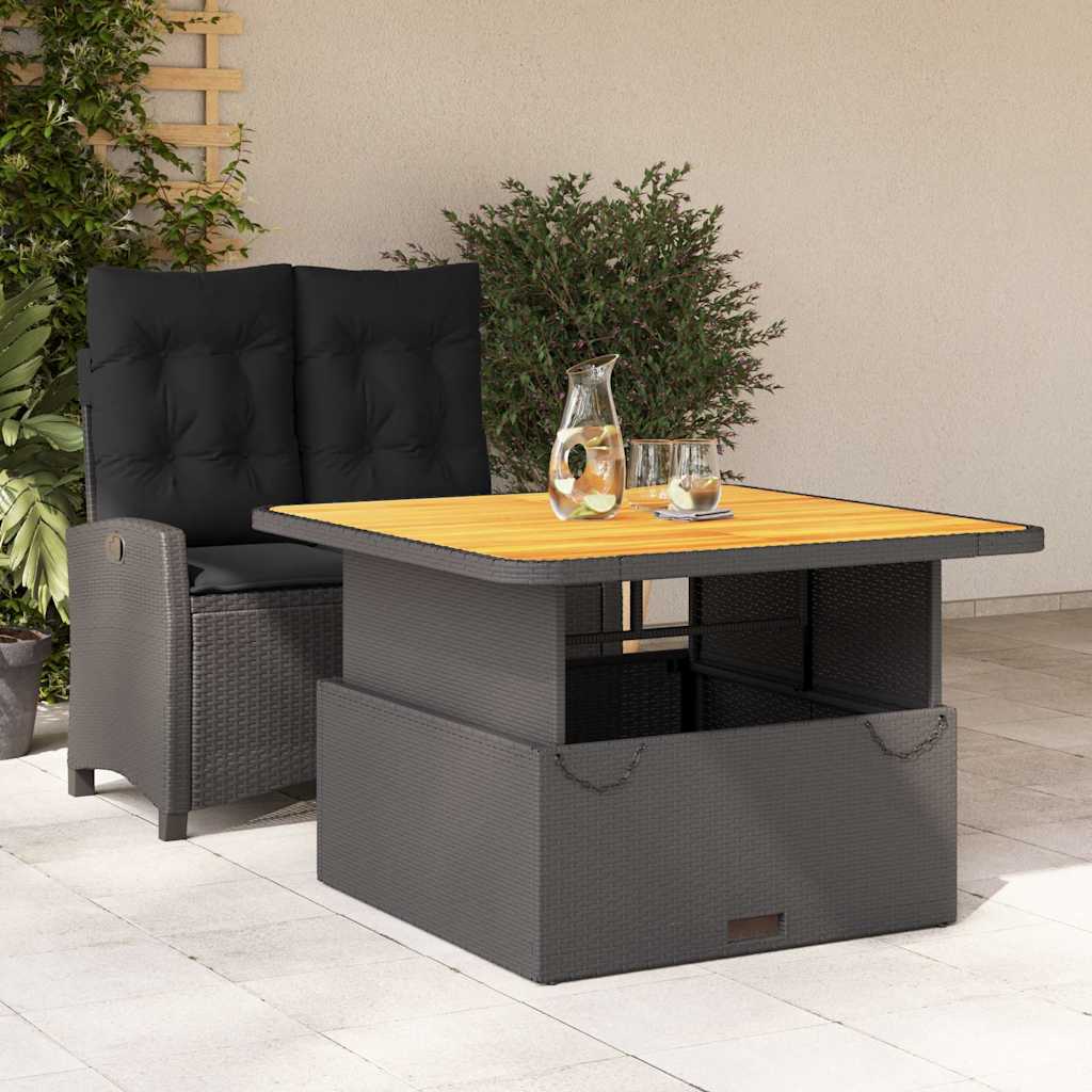 vidaXL 2 Piece Garden Dining Set with Cushions Black Poly Rattan 1
