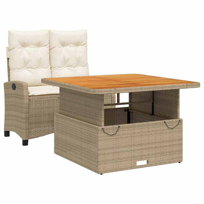 vidaXL 2 Piece Garden Dining Set with Cushions Beige Poly Rattan 2