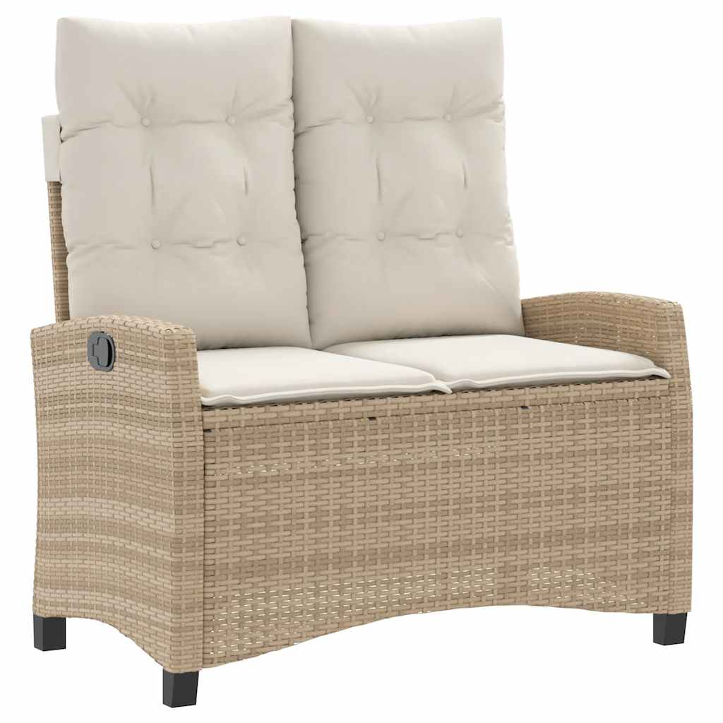 vidaXL 2 Piece Garden Dining Set with Cushions Beige Poly Rattan 3
