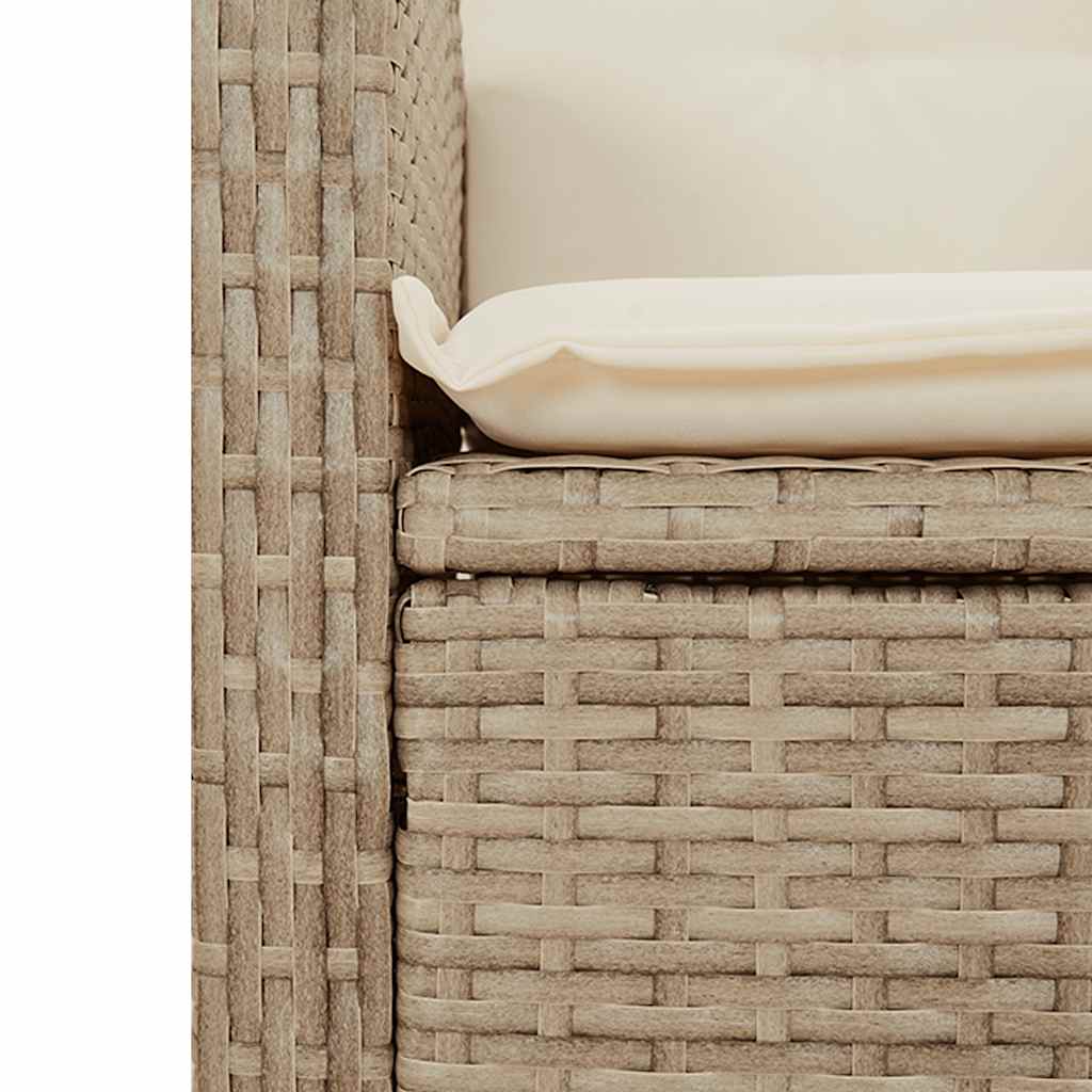vidaXL 2 Piece Garden Dining Set with Cushions Beige Poly Rattan 5
