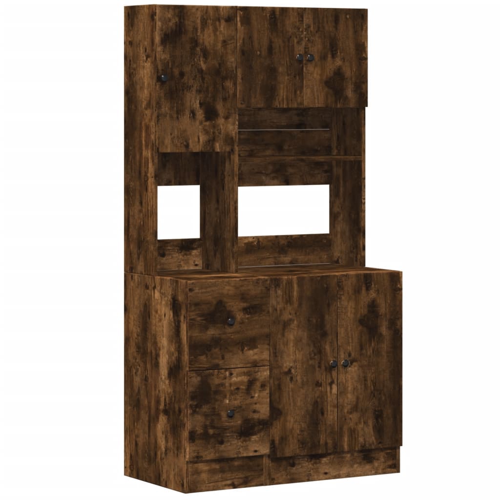 vidaXL Kitchen Cabinet Smoked Oak 95x50x180 cm Engineered Wood 2