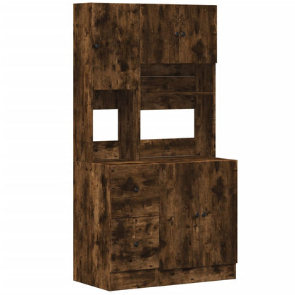 vidaXL Kitchen Cabinet Smoked Oak 95x50x180 cm Engineered Wood 2