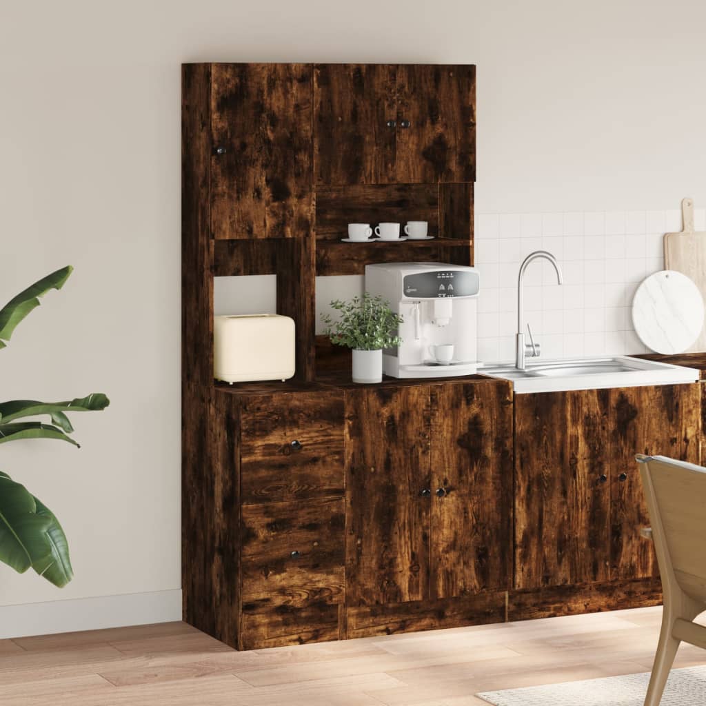 vidaXL Kitchen Cabinet Smoked Oak 95x50x180 cm Engineered Wood 3