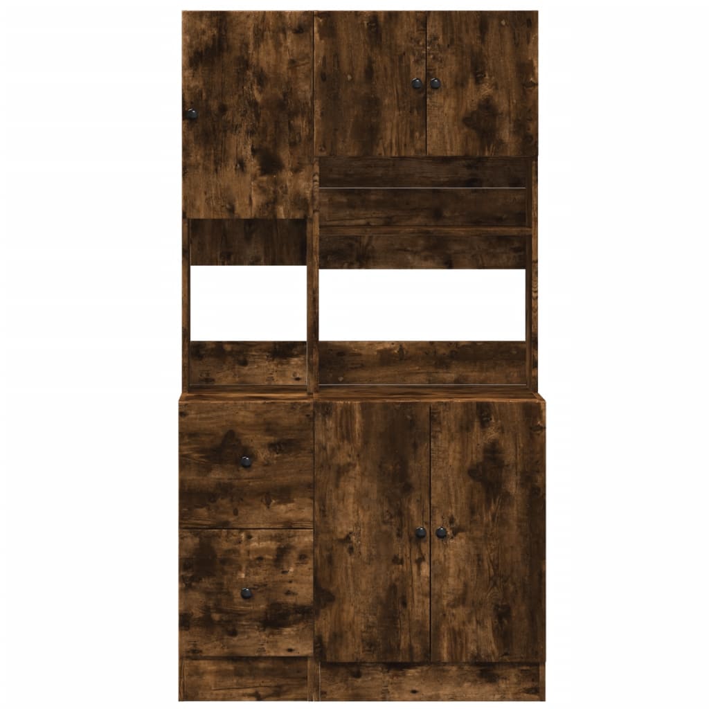 vidaXL Kitchen Cabinet Smoked Oak 95x50x180 cm Engineered Wood 4