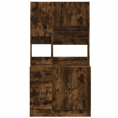 vidaXL Kitchen Cabinet Smoked Oak 95x50x180 cm Engineered Wood 4