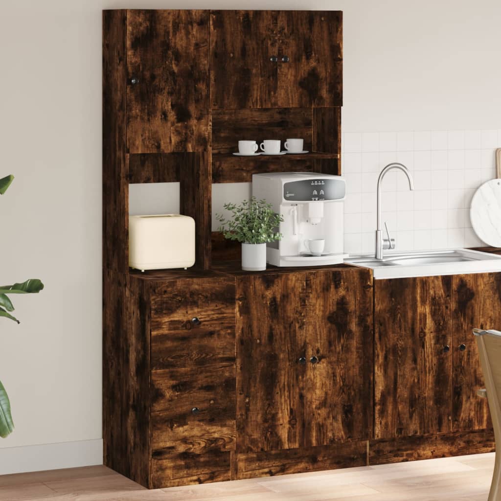 vidaXL Kitchen Cabinet Smoked Oak 95x50x180 cm Engineered Wood 1