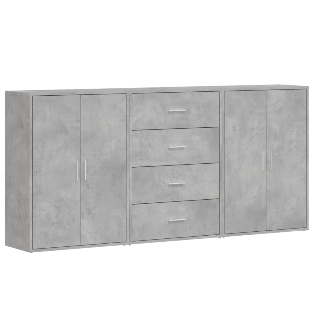 vidaXL Sideboards 3 pcs Concrete Grey 60x31x84 cm Engineered Wood 2