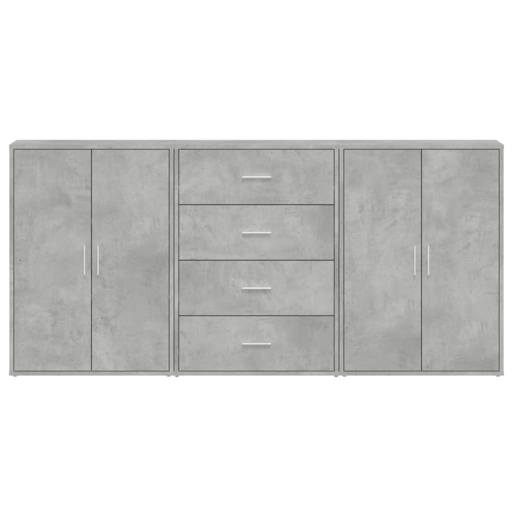 vidaXL Sideboards 3 pcs Concrete Grey 60x31x84 cm Engineered Wood 4