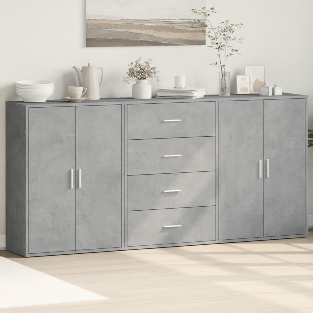 vidaXL Sideboards 3 pcs Concrete Grey 60x31x84 cm Engineered Wood 1