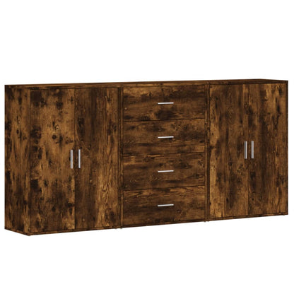 vidaXL Sideboards 3 pcs Smoked Oak 60x31x84 cm Engineered Wood 2