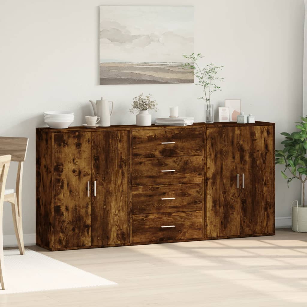 vidaXL Sideboards 3 pcs Smoked Oak 60x31x84 cm Engineered Wood 3