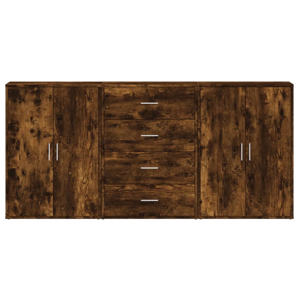 vidaXL Sideboards 3 pcs Smoked Oak 60x31x84 cm Engineered Wood 4