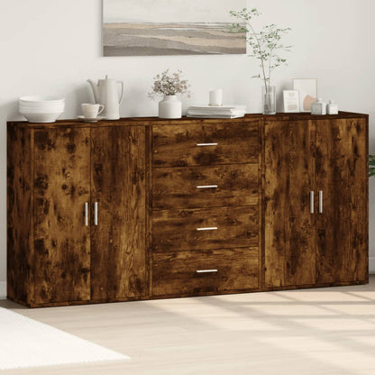 vidaXL Sideboards 3 pcs Smoked Oak 60x31x84 cm Engineered Wood 1