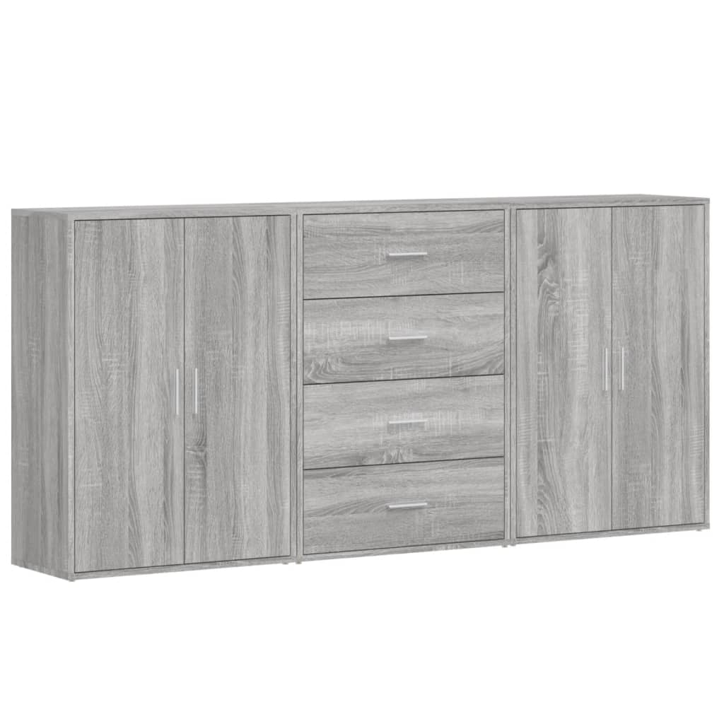 vidaXL Sideboards 3 pcs Grey Sonoma 60x31x84 cm Engineered Wood 2