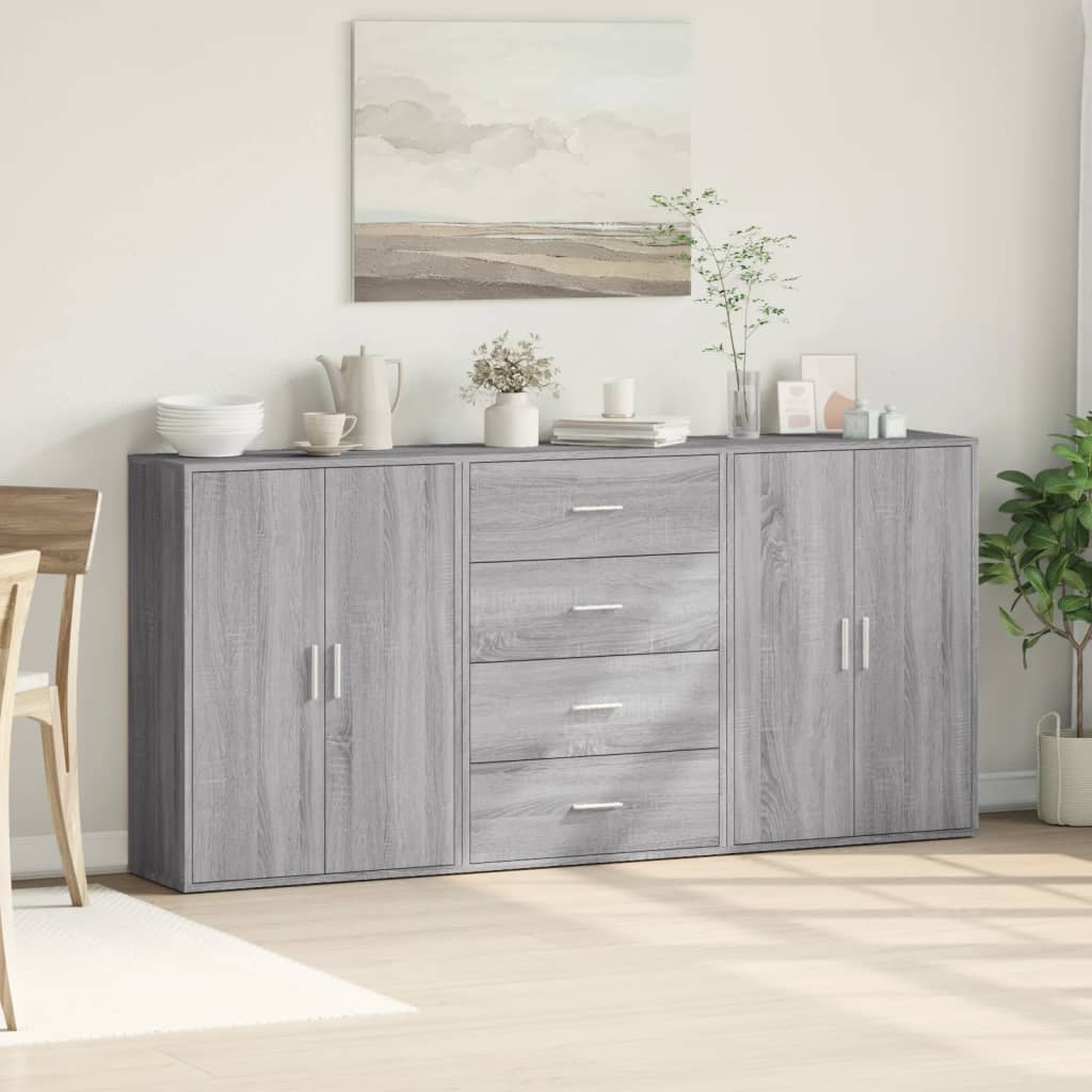 vidaXL Sideboards 3 pcs Grey Sonoma 60x31x84 cm Engineered Wood 3