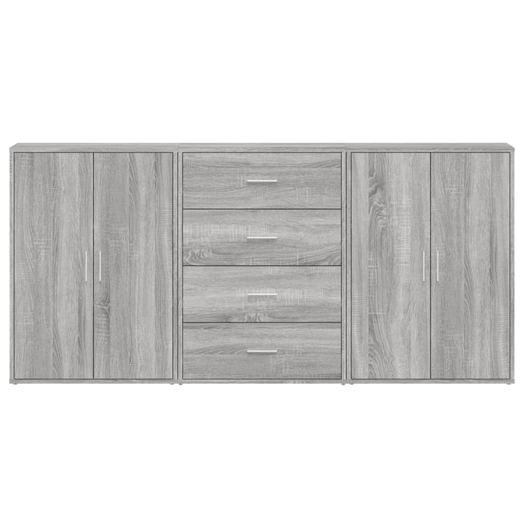vidaXL Sideboards 3 pcs Grey Sonoma 60x31x84 cm Engineered Wood 4