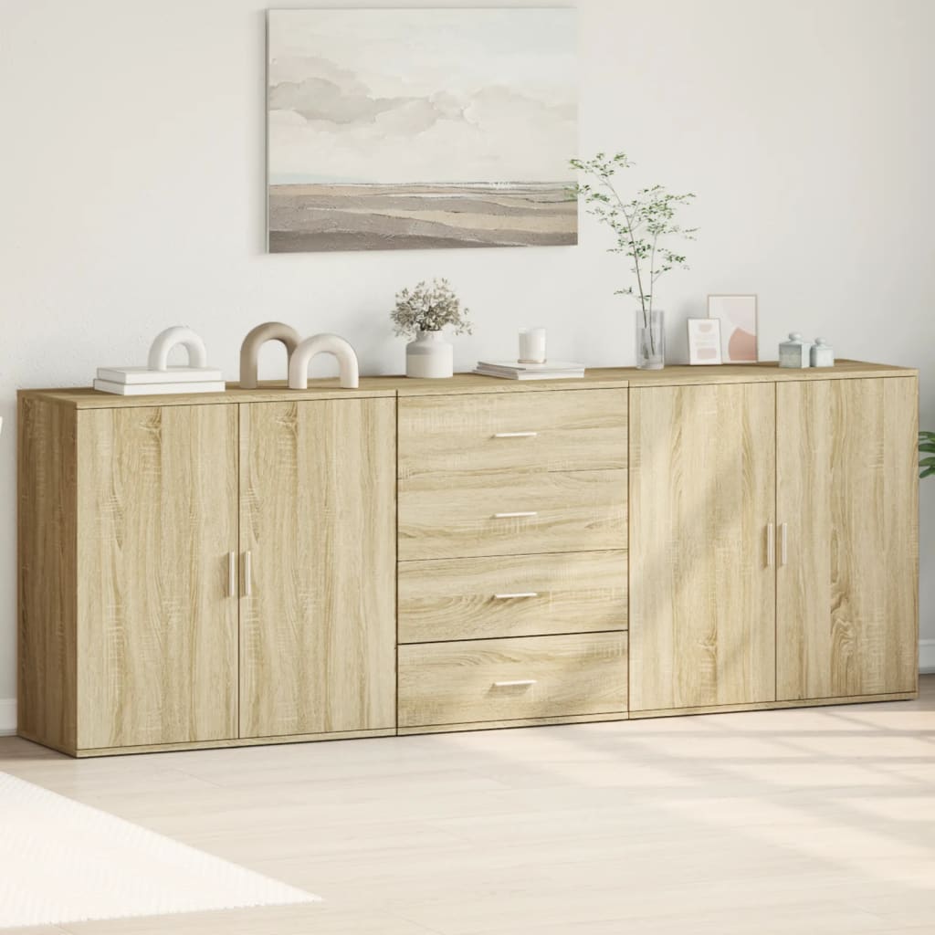 vidaXL Sideboards 3 pcs Sonoma Oak Engineered Wood 1