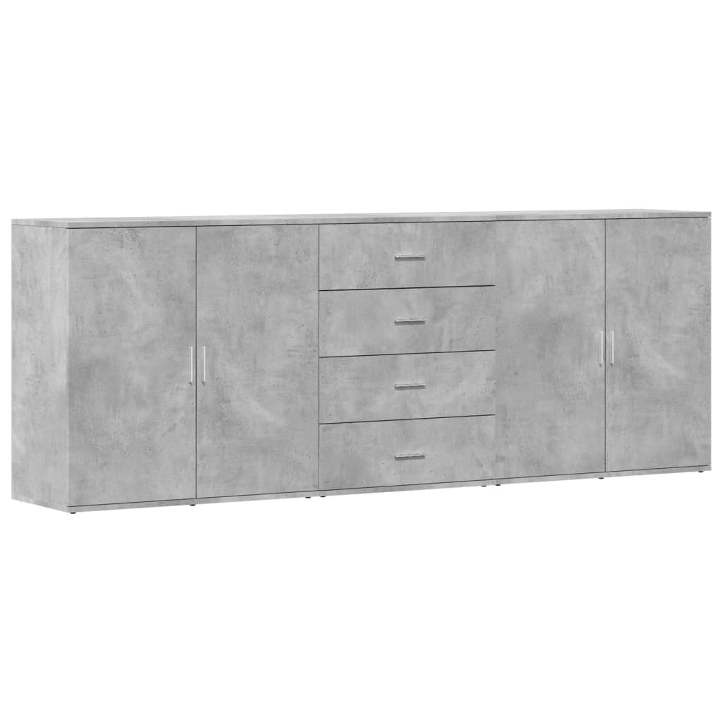 vidaXL Sideboards 3 pcs Concrete Grey Engineered Wood 2