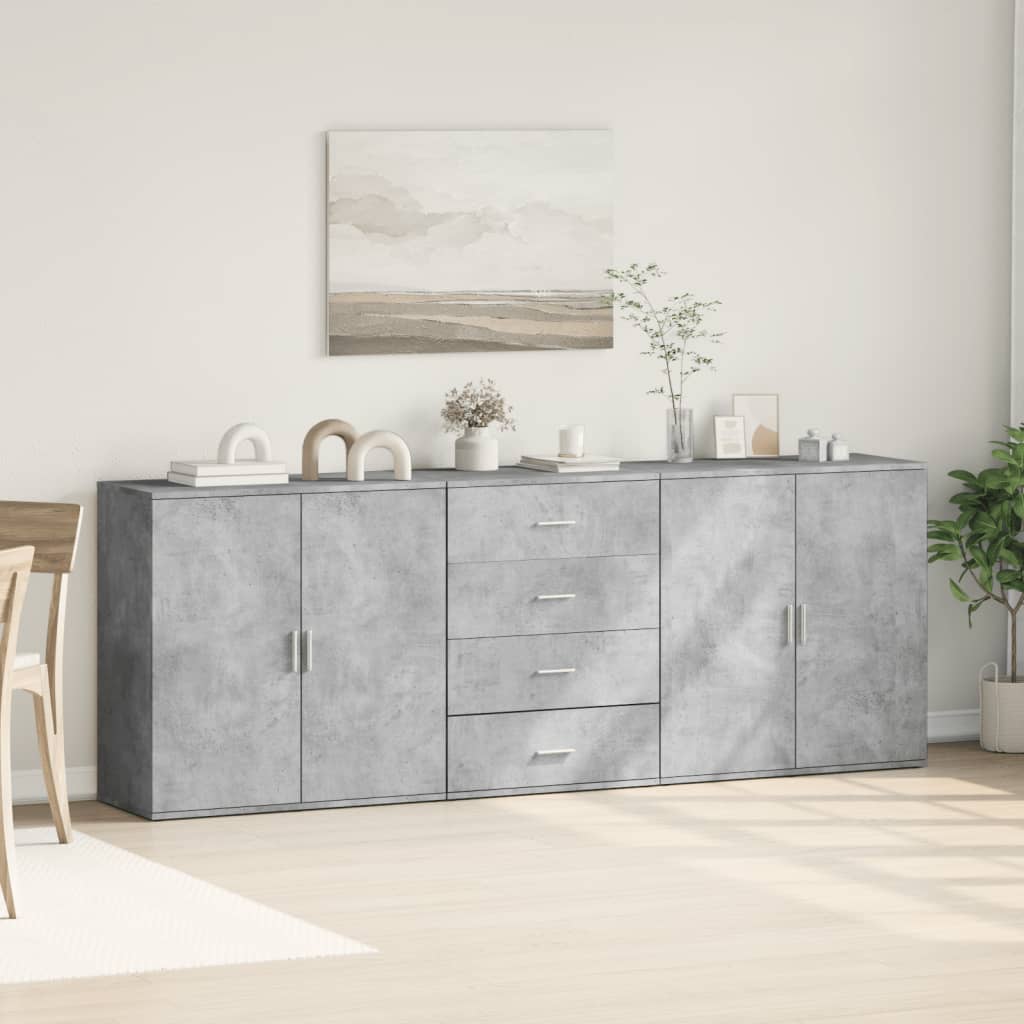 vidaXL Sideboards 3 pcs Concrete Grey Engineered Wood 3